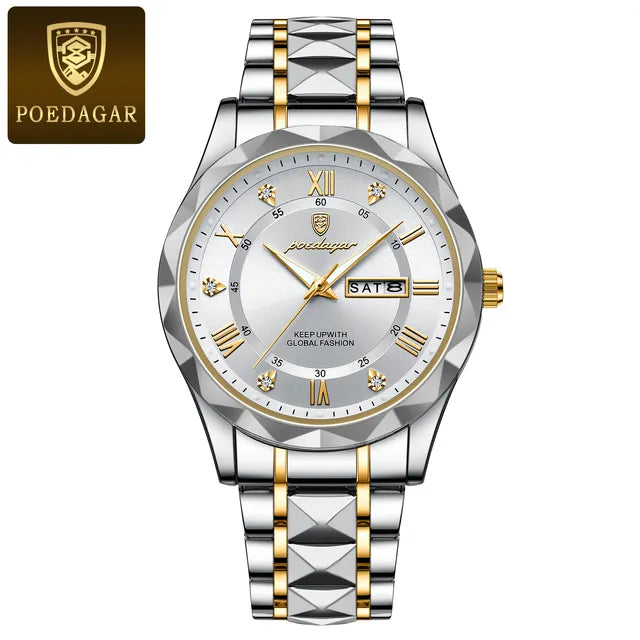 POEDAGAR 615 Luxury Business Man Wristwatch Waterproof Luminous Date Week Men Watch