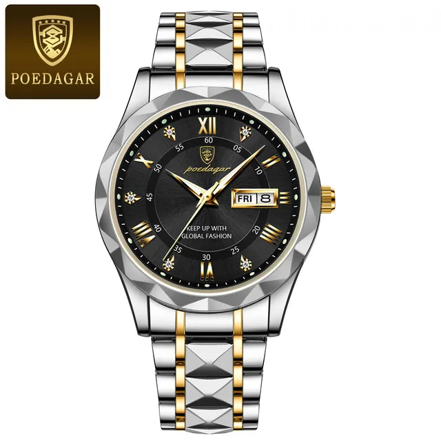 POEDAGAR 615 Luxury Business Man Wristwatch Waterproof Luminous Date Week Men Watch
